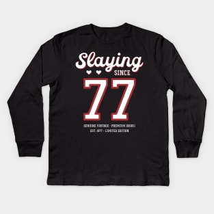 43rd Birthday Gift Slaying Since 1977 Kids Long Sleeve T-Shirt